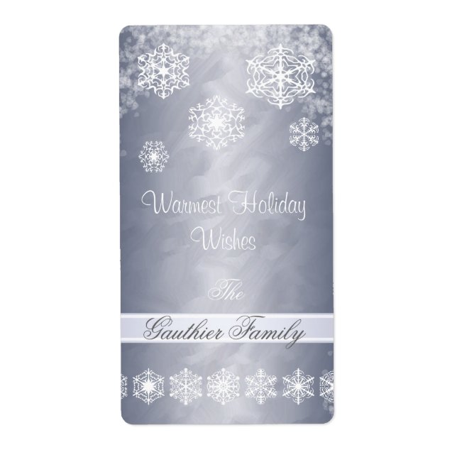Snowflake hiver Silver Holiday Vin Étiquette (Devant)
