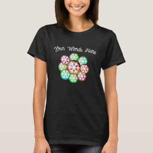 Snowflake Jewel Tones Ajouter Vos Mots T-Shirt
