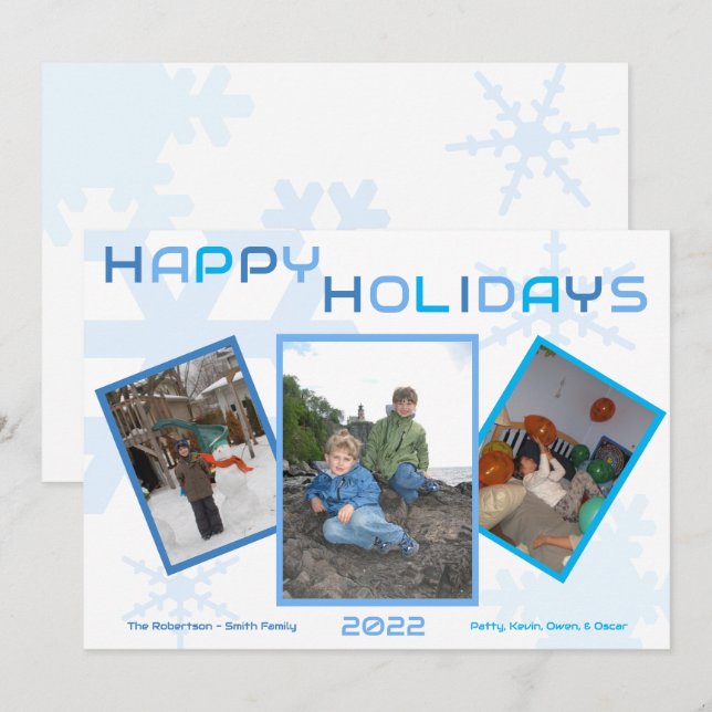 Snowflake Joyeuses Fêtes Photo Carte Plat (Devant / Derrière)
