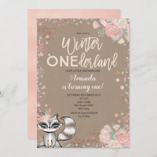 Snowflake ONE derland 1er anniversaire Invitation