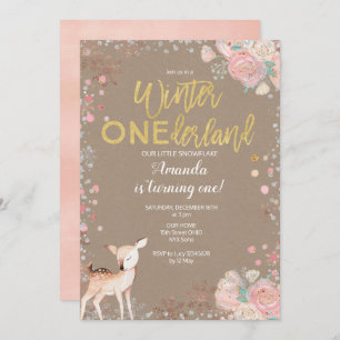 Snowflake ONE derland 1er Birthday Invitation kraf