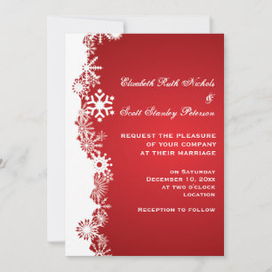 Snowflake rouge blanc hiver invitation de mariage