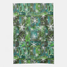 Snowflake Turquoise et vert Vacances serviette de