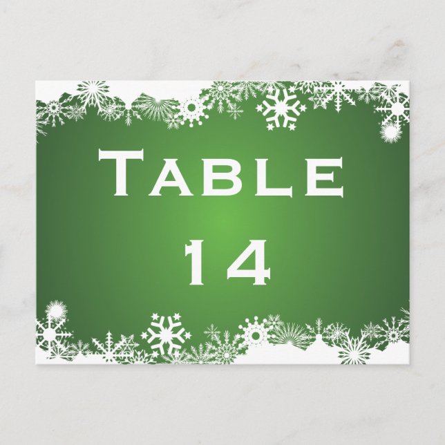 Snowflake vert blanc d'hiver numéro de table de ma (Devant)