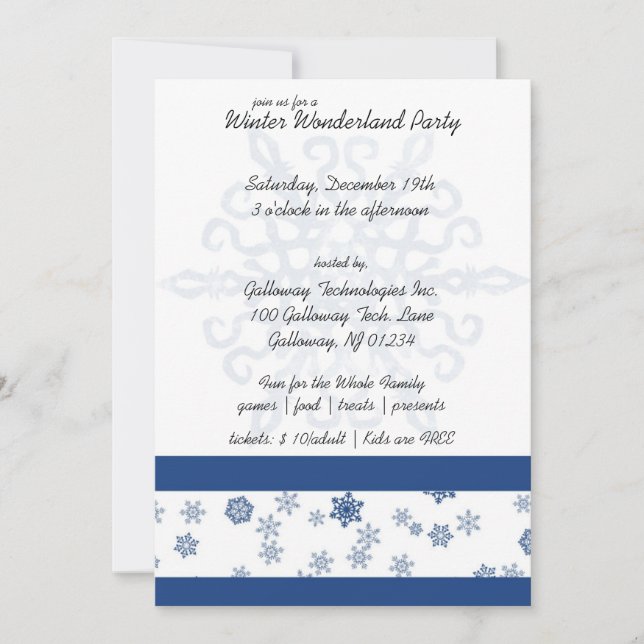 Snowflake Winter Wonderland Fête Invitations (Devant)