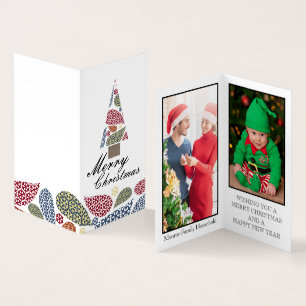 Snowflake Xmas Tree, carte de Noël photo famille