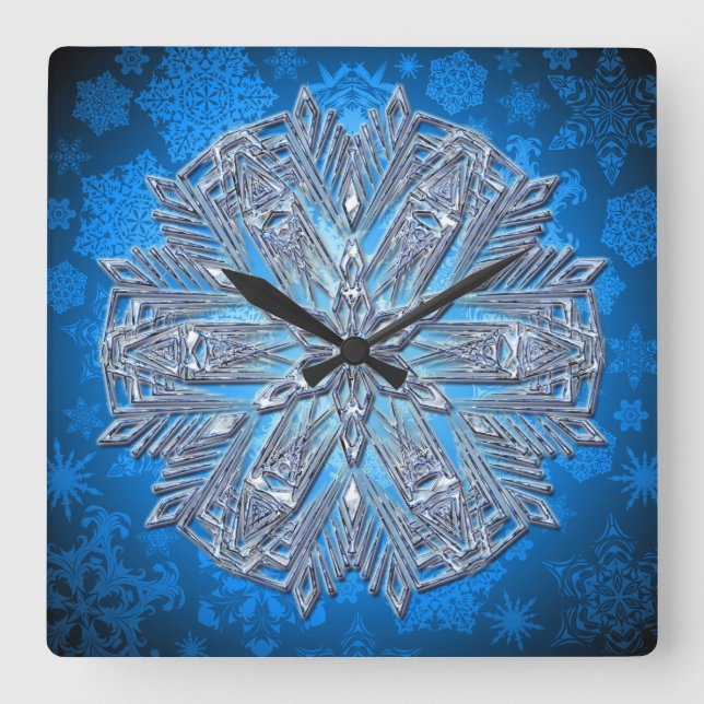 Snowflakes Art 13 Horloges murales et options numé (Recto)