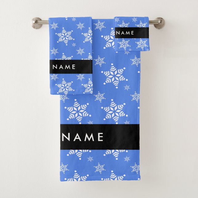 Snowflakes blanc, Bleu, Votre nom, Personnaliser (En situation)