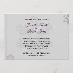 Snowflakes blanc Faire-part de mariage violet arge