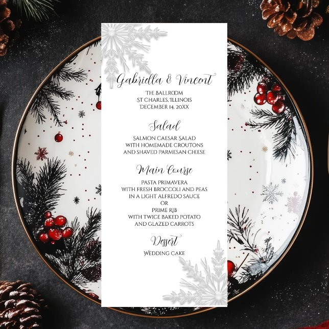 Snowflakes blanc Menu de mariage hivernal (Créateur téléchargé)