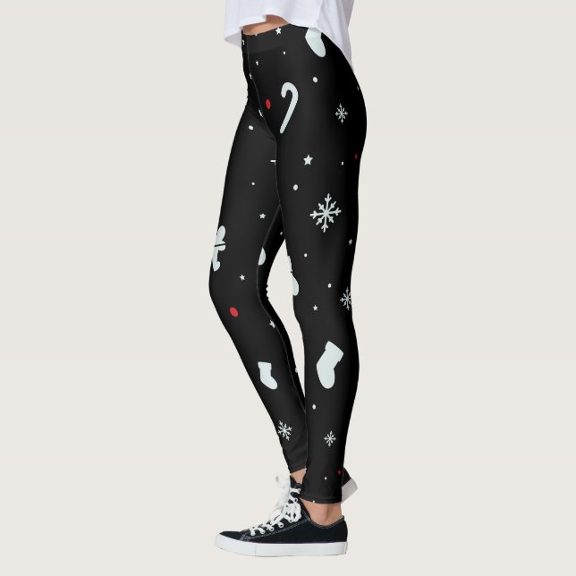 Snowflakes blancs Leggings de Noël pour les femmes (Gauche)