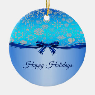 Snowflakes Blue Ribbon Ornement de vacances