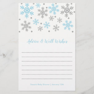 Snowflakes Blue & Silver Winter Baby shower Consei