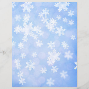 Snowflakes & Bokeh Blue Scrapbook Paper
