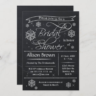 snowflakes Chalkboard Bride douche Invitations