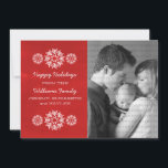 Snowflakes Chalkboard Photo Carte Plat, Rouge<br><div class="desc">Carte Flat Chalkboard moderne et tendance avec un look arrière - plan de tableau noir et d'élégants flocons de neige en blanc. Ce carte photo chic est parfait pour envoyer des salutations de vacances. Customisez avec votre propre photo de famille et l'accueil personnalisé de votre choix. Cliquez sur "Customiser" pour...</div>