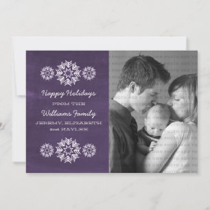 Snowflakes Chalkboard Photo Carte Plat, Violet