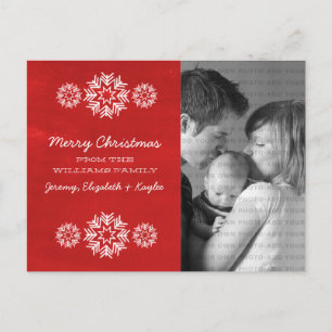Snowflakes Chalkboard Photo Carte Postale, Rouge