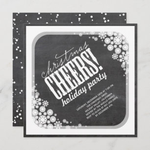 Snowflakes Cheers Chalkboard Fête Invitation