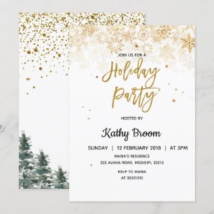 Snowflakes Christmas Holiday Party Carte d'invitat