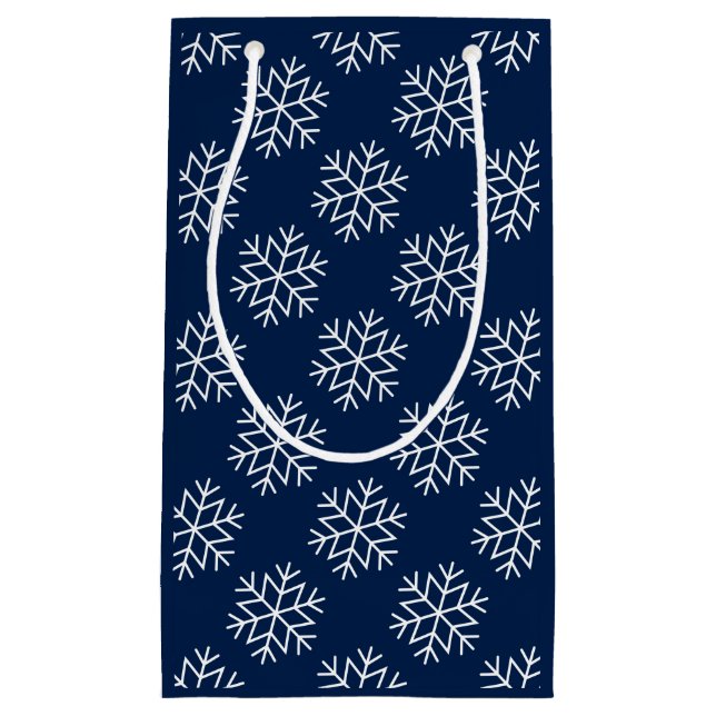 Snowflakes de Noël sur le sac bleu marine (Devant)