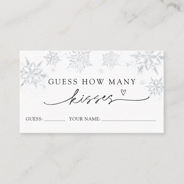Snowflakes Devine Combien De Baisers Carte De Jeu (Devant)