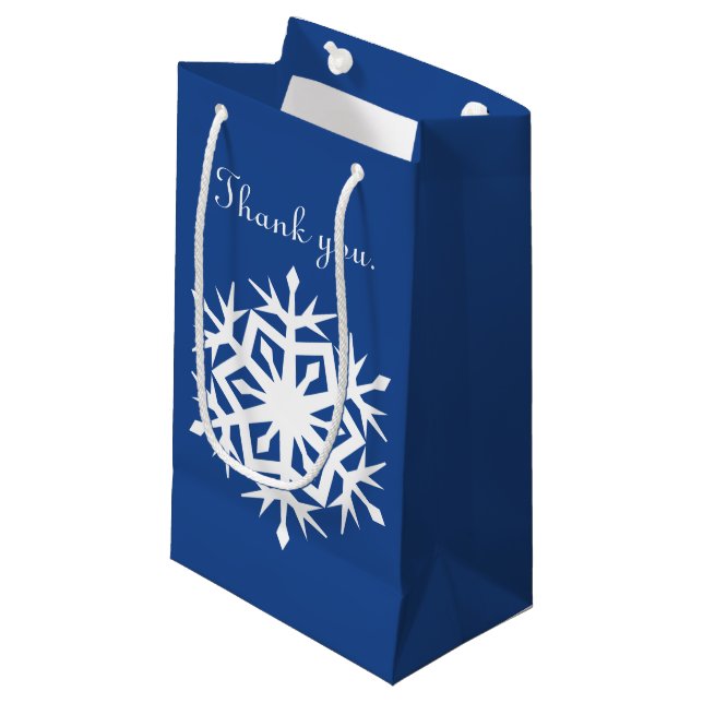 Snowflakes d'hiver en sac cadeau bleu (Devant Angle)