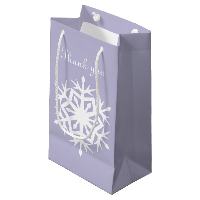 Snowflakes d'hiver en Sac cadeau Lavender (Devant Angle)