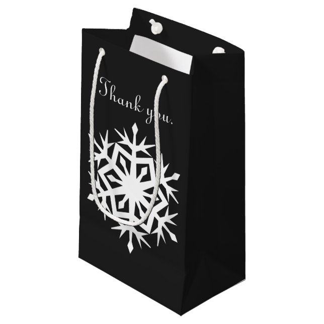 Snowflakes d'hiver en sac cadeau noir (Devant Angle)