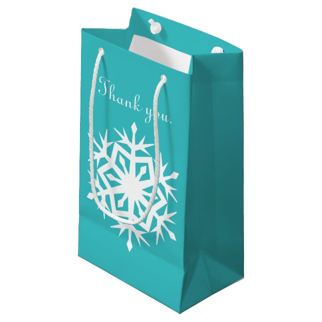 Snowflakes d'hiver en sac cadeau Turquoise (Devant Angle)
