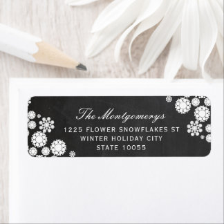 Snowflakes d'hiver Fleurs Étiquettes de adresse de