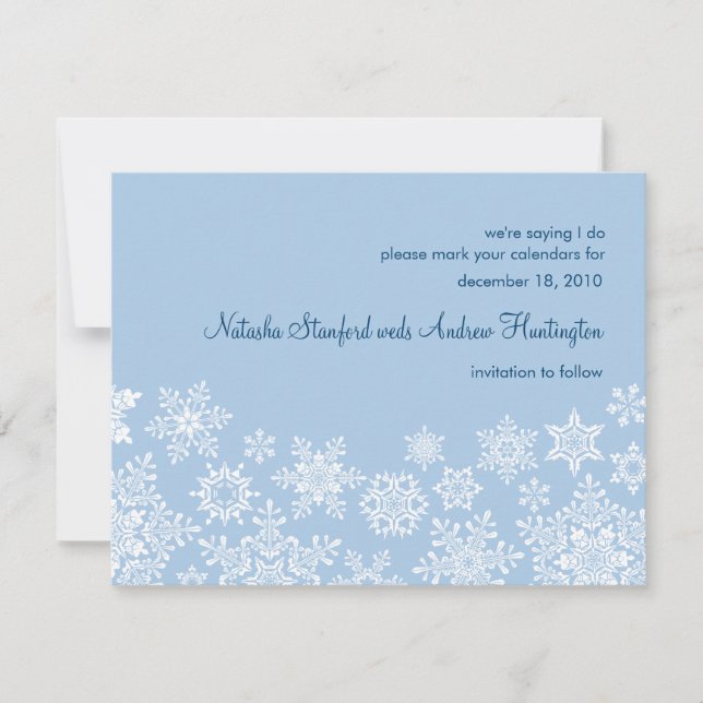 Snowflakes d'hiver Mariage Enregistrer la carte Da (Devant)