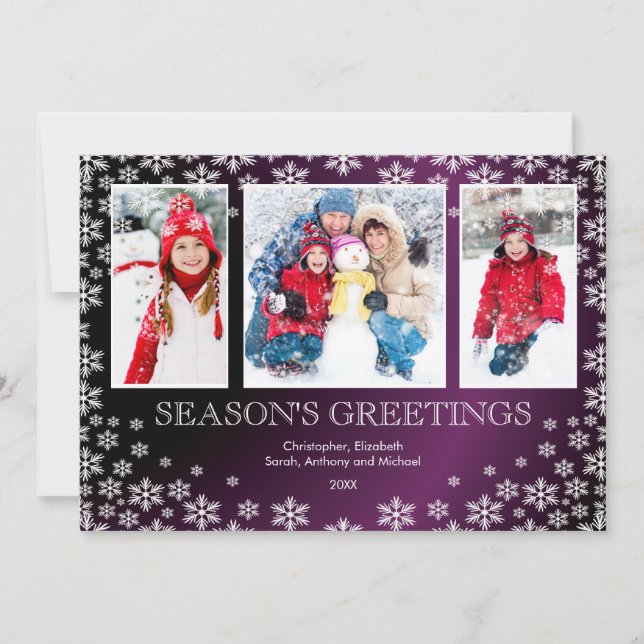 Snowflakes d'hiver moderne 3 Carte de voeux photo (Devant)