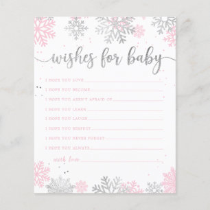 Snowflakes D'Hiver Rose Et Argent Voeux Pour Bébé