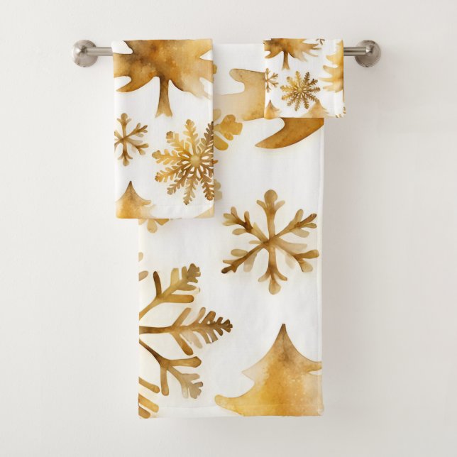 Snowflakes dorés et Gold Holiday Trees (En situation)