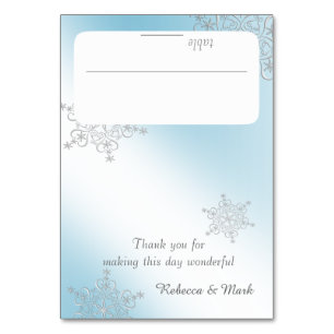 Snowflakes en argent et carte de siège bleu glace