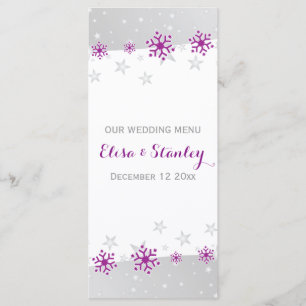 Snowflakes en violet & gris étoiles menu mariage