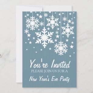 Snowflakes et étoiles Invitation du Nouvel An, Ble