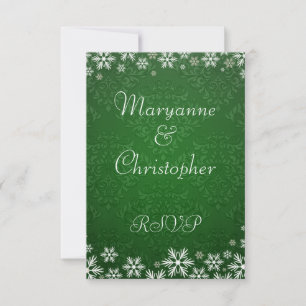Snowflakes et Green Mariage damassé RSVP