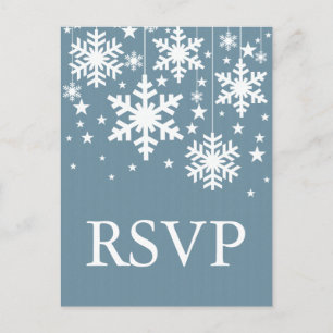 Snowflakes et Stars carte postale RSVP, bleu