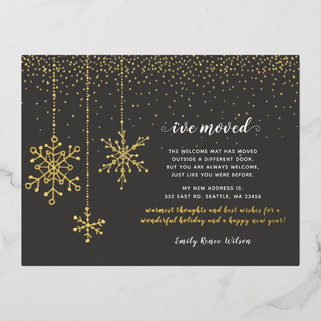 Snowflakes Flurries Holiday Moving Foil Carte post (Recto)