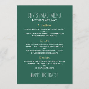 Snowflakes Gold, Menu Noël