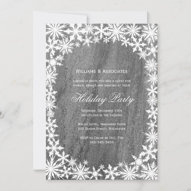 Snowflakes & Granite Corporate Holiday Invitation (Devant)