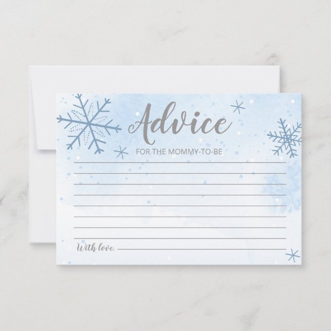 Snowflakes hiver Baby Boy Shower Conseils Cartes (Devant)