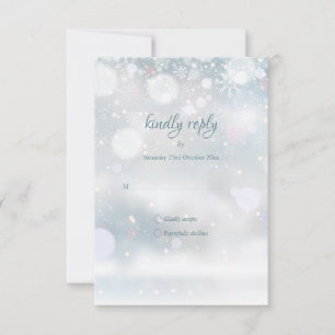 Snowflakes hiver Élégant Script Mariage RSVP