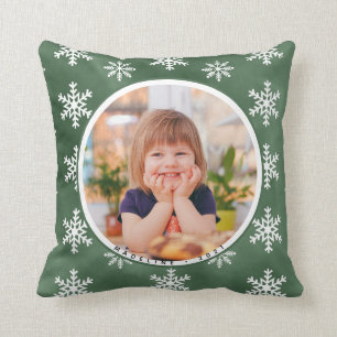 Snowflakes hiver Personnalisé Nom photo Coussin de