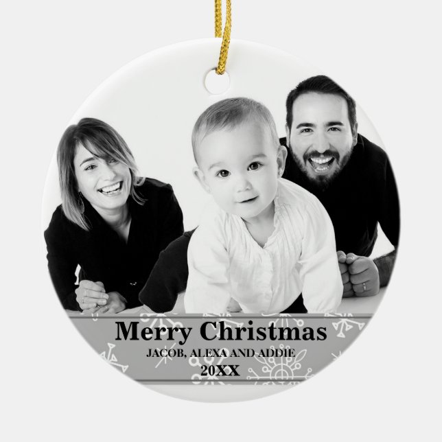 Snowflakes hiver Photo Ornement de Noël (Devant)