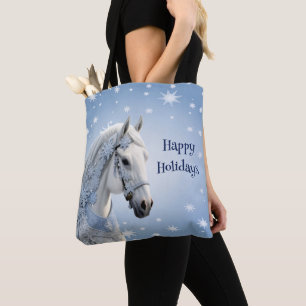 Snowflakes Horse Fête Sac fourre-tout de Noël
