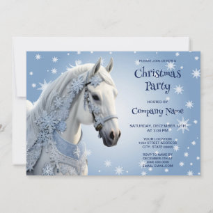 Snowflakes Horse Holiday Christmas Invitation
