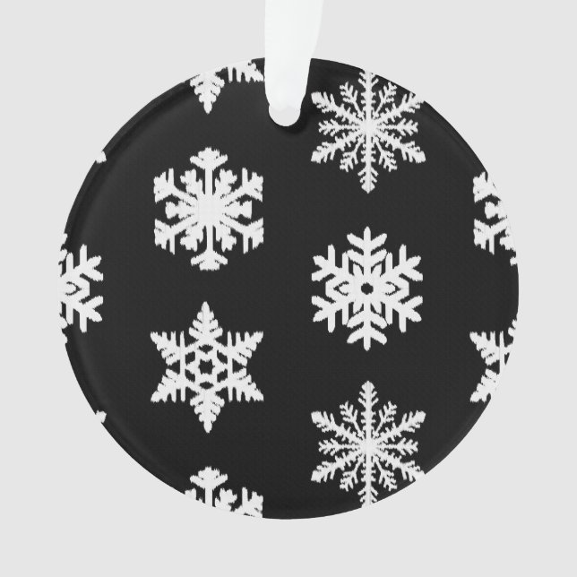 Snowflakes Ikat - Noir et blanc (devant)